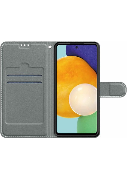Samsung Galaxy A14 4g/5g Pu Deri Kapak Desen Basılı Kart Yuvaları Stand Strap-Sarı Kedi/kazak (Yurt Dışından)