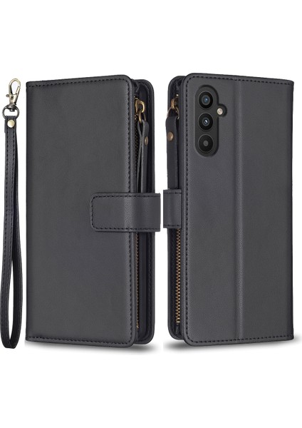 Samsung Galaxy A25 5g Cüzdan Stand Flip Cover Fermuar Cep Pu Deri Telefon Kılıfı Black (Yurt Dışından)