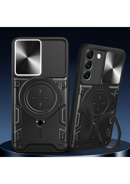Samsung Galaxy S22+ 5g Serbest Döndürme Kickstand Telefon Kapağı Slayt Kamera Kapağı Pc+ Tpu Anti-Drop Case-Mavi (Yurt Dışından)