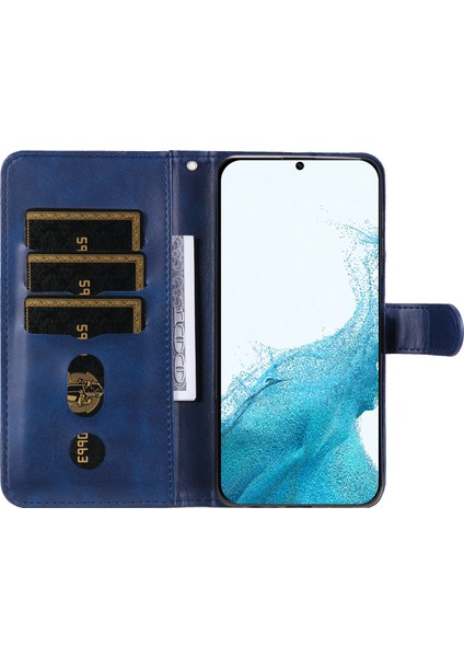 Samsung Galaxy A34 Için 5g Damla Geçirmez Cep Telefonu Kapağı Buzağı Dokusu Pu Deri Fermuar Cep Telefon Kılıfı Stand Cüzdan Mavisi (Yurt Dışından)