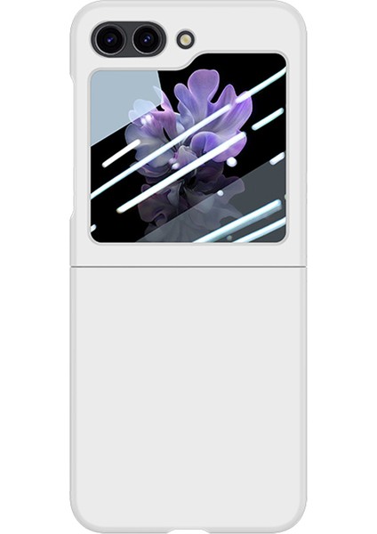 Samsung Galaxy Z Flip5 5g Pc Pc Telefon Kılıfı Küçük Ekranlı Film-Beyaz ile Cilt Touch Şok Geçirmez Kapak (Yurt Dışından)