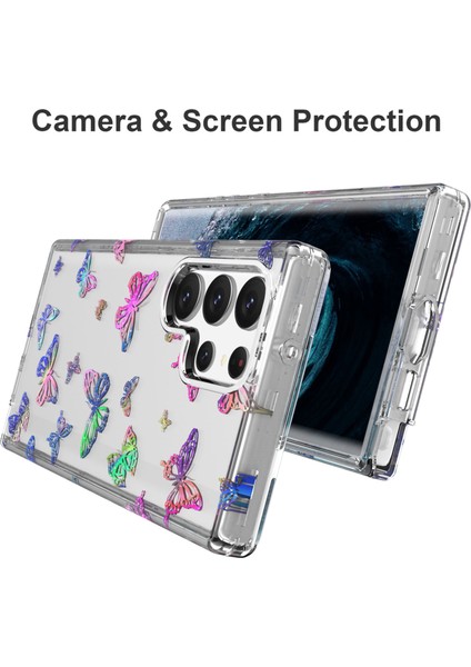 Samsung Galaxy S23 Için Ultra GW18 Clear Lazer Desen Bling Telefon Kılıfı Kalınlaştırılmış Pc+Tpu Şok Geçirmez Kapak Butterfly (Yurt Dışından) fiyatları
