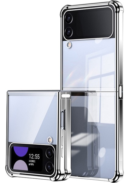 Samsung Galaxy Z Flip3 Için 5g Kırktı Dört Köşe Damla Geçirmez Kapak Elektrapan Tpu Net Telefon Vaka-Silver (Yurt Dışından)