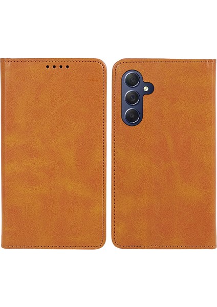 Samsung Galaxy A25 5g Cüzdan Buzağı Dokusu Telefon Kılıfı Şok Geçirmez Pu Deri Kabuk Flip Stand Kapak-Khaki (Yurt Dışından)