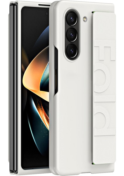 Samsung Galaxy Z Fold5 5g Için Bilek Kayışı Telefon Kılıfı, Kıvrık Anti Kalu Pc Telefon Kapak-Beyaz (Yurt Dışından)