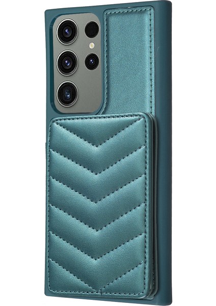 Samsung Galaxy S23 Için BF26 Ultra Şok Geçirmez Vaka Dalga Dikiş Doku Kartı Tutucu Tpu+Pu Telefon Kapağı Kickstand-Green ile (Yurt Dışından)