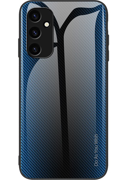 Samsung Galaxy A24 Için 4g Temperli Cam+Tpu Koruyucu Kılıf Karbon Fiber Doku Çizelge Anti-Çizelge Telefon Kapak Baby Mavi (Yurt Dışından)