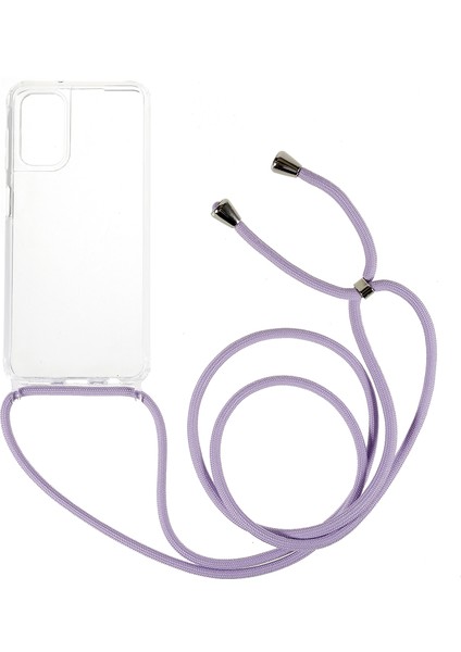 Samsung Galaxy A04S 4g Için (164.7 x 76.7 x 9.1 mm Telefon Kılıfı Açık Akrilik+Tpu Tampon Koruyucu Kapak, Kordon-Mor ile (Yurt Dışından)