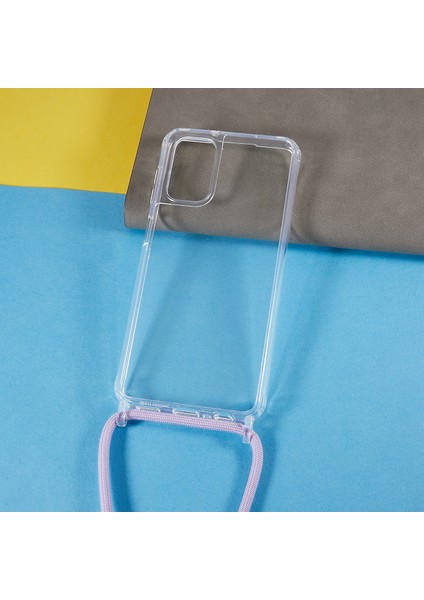 Samsung Galaxy A04S 4g Için (164.7 x 76.7 x 9.1 mm Telefon Kılıfı Açık Akrilik+Tpu Tampon Koruyucu Kapak, Kordon-Mor ile (Yurt Dışından)