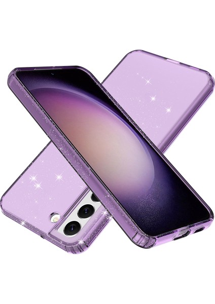 Samsung Galaxy S23 Için+ Cep Telefonu Kapağı Kalınlaştırılmış Glitter Powder Clear Tpu Telefon Kılıfı Korumalı Mor (Yurt Dışından)