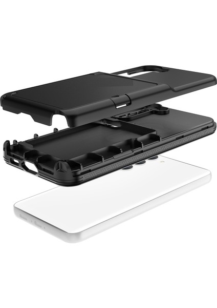 Samsung Galaxy S23 Için+ Cardcase Serisi Ayna Işlevi Telefon Kılıf Kickstand Card Tutucu Kalınlaştırılmış Telefon Kapak Black (Yurt Dışından)