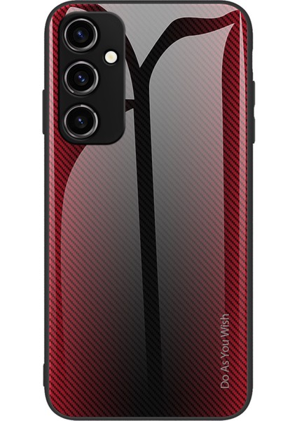 Samsung Galaxy A34 5g Telefon Kılıfı Karbon Fiber Doku Tpu+Temperli Cam Telefon Kapak-Kırmızı (Yurt Dışından)
