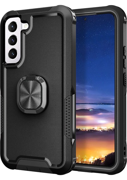 Samsung Galaxy S23 Için Anti-Çizelge Anti-Çizelge Dönebilir Yüzük Tutucu Kickstand Telefon Kılıfı Pc Silikon Telefon Kapağı (Yurt Dışından)