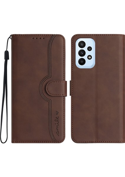 YX0030 Samsung Galaxy A53 5g Için Flip Telefon Kapağı, Pu Deri Baskılı Desen Stand Cüzdan Case-Coffee (Yurt Dışından)