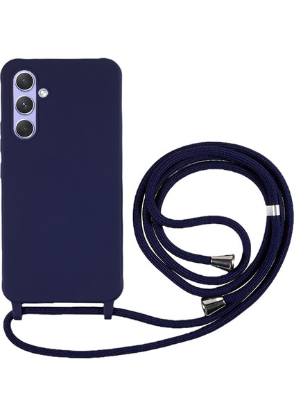 Samsung Galaxy A54 5g Tpu Crossbody Case Şok Geçirmez Slip Slip Slip Ince Telefon Kapağı Lanyard-Dark Blue (Yurt Dışından)