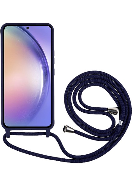 Samsung Galaxy A54 5g Tpu Crossbody Case Şok Geçirmez Slip Slip Slip Ince Telefon Kapağı Lanyard-Dark Blue (Yurt Dışından)