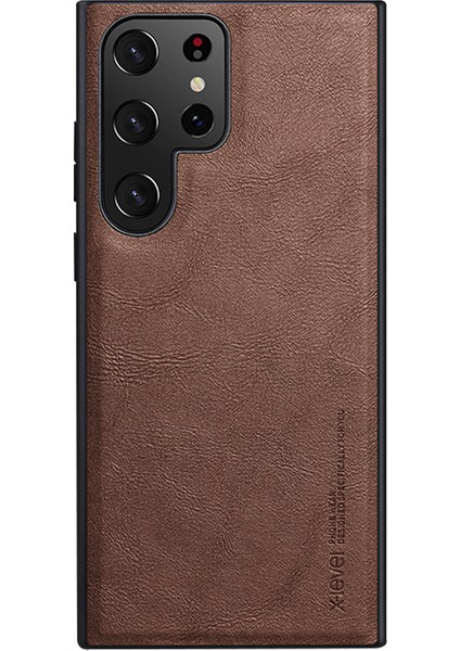 Samsung Galaxy S23 Ultra Için X-Level Telefon Kılıfı, Bojue-3 Serisi Pu Deri Kaplamalı Tpu Arka Kapak Kahverengi (Yurt Dışından)