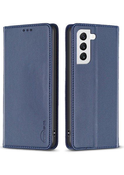 Samsung Galaxy S21+ 5g Pu Deri Kapak Kart Yuvaları Flip Stand Manyetik Telefon Kılıf Mavisi (Yurt Dışından)