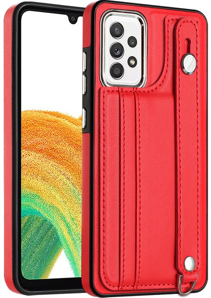 Samsung Galaxy A73 5g Cep Telefonu Kapak Kartı Yuvaları Pu Deri+Tpu Kickstand Case-Red (Yurt Dışından)