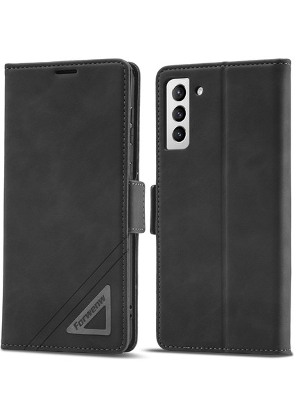 Forwenw F3 Serisi Samsung Galaxy S23+ Folio Flip Deri Cüzdanlı Telefon Kılıfı Stand-Black Için (Yurt Dışından)
