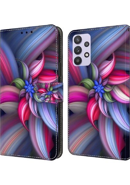 Samsung Galaxy A32 5g Deri Telefon Kılıfı 3D Desen Baskı Stand Cüzdan Folio Kapak Renkli Çiçekler (Yurt Dışından) fiyatları