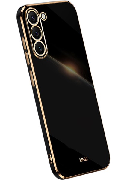 Samsung Galaxy S23+IÇIN Xinli Telefon Kılıfı, Elektrokaplama Altın Kenar Anti-Fall Tpu Koruyucu Arka Kapak Black (Yurt Dışından)