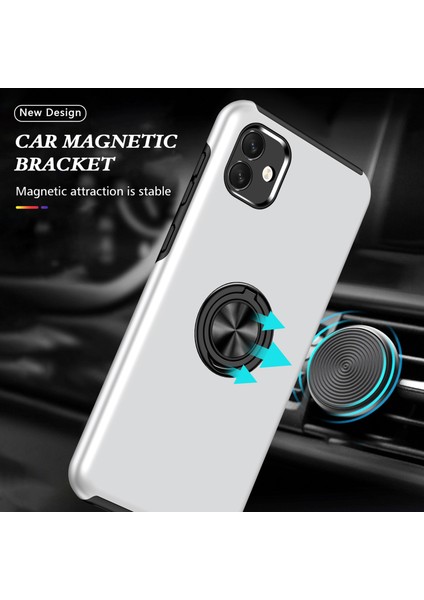 Samsung Galaxy A04 4g (164.4 x 76.3 x 9.1 Mm) Döner Yüzük Kickstand Telefon Kasası Sert Pc+Yumuşak Tpu Anti-Drop Cover Cover-Silver (Yurt Dışından)