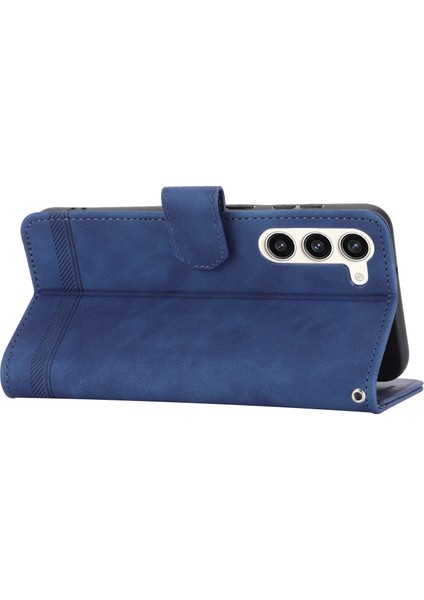 Dierfeng Df-03 Samsung Galaxy S23+IÇIN Cüzdan Telefon Kapağı, Çizgiler Basılı Pu Deri Stand Koruyucu Kılıf Mavisi (Yurt Dışından)