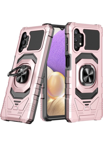 Samsung Galaxy A32 5G/M32 5g Pc+Tpu Kickstand Şok Geçirmez Telefon Kasası Hava Yastıkları Araba Montajı ile Koruyucu Kapak (Yurt Dışından)