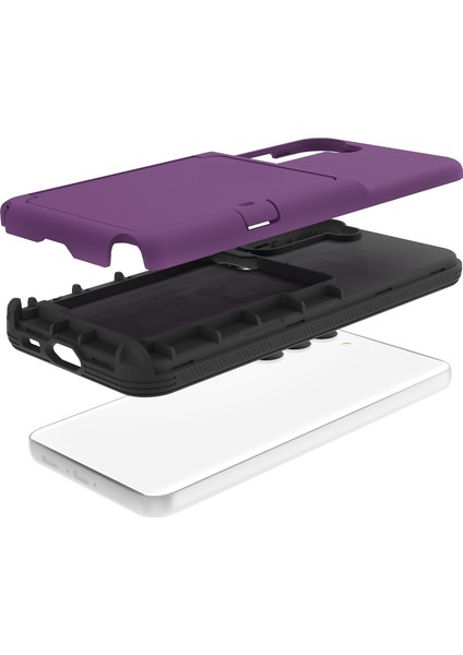 Samsung Galaxy S23 Için Cardcase Serisi Kart Tutucu Kalın Telefon Kılıf Kickstand Ayna Fonksiyonu Pc+Tpu Cover-Dark Mor (Yurt Dışından) fiyatları