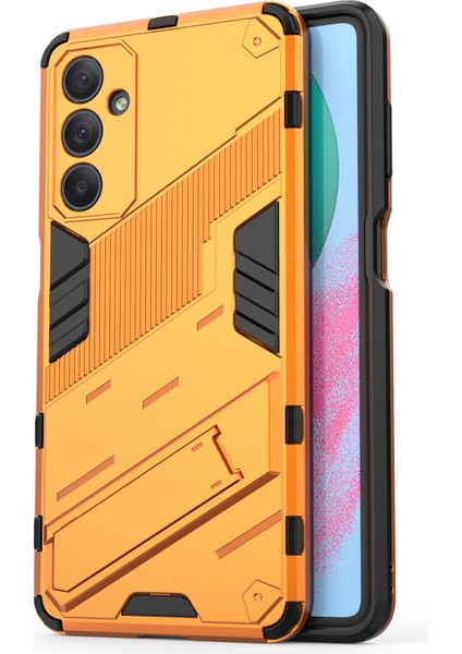 Samsung Galaxy M54 5G/F54 Için 5g Şok Geçirmez Arka Kapak Sabit Pc+Kickstand-Orange ile Esnek Tpu Telefon Kılıfı (Yurt Dışından)