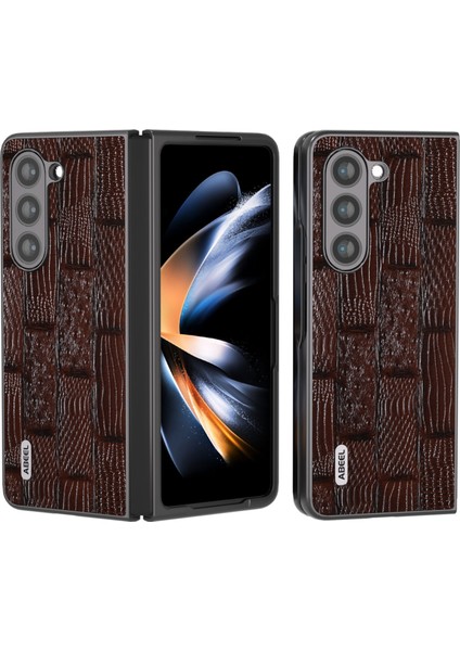 Samsung Galaxy Z For FOLD55 5g Mahjong Doku Telefon Kılıfı Orijinal Inek Deri Kaplamalı Pc Şok Geçirmez Kapak Kahverengi (Yurt Dışından)