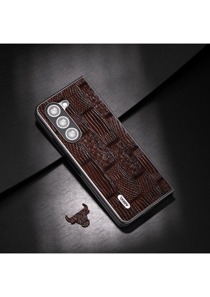 Samsung Galaxy Z For FOLD55 5g Mahjong Doku Telefon Kılıfı Orijinal Inek Deri Kaplamalı Pc Şok Geçirmez Kapak Kahverengi (Yurt Dışından) fiyatları