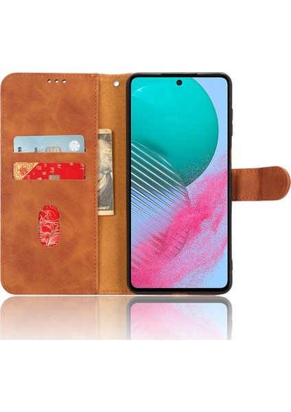 Samsung Galaxy Için M54 5G/F54 5g Pu Deri Deri Flip Kılıf Cilt Touch Cüzdan Stand Telefon Kapak-Kahverengi (Yurt Dışından)