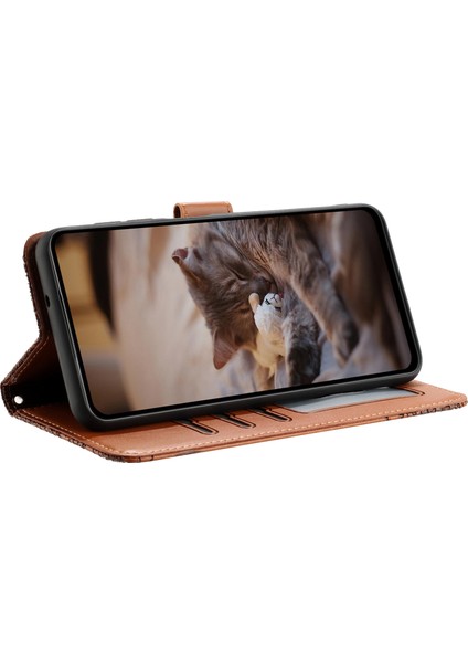 Samsung Galaxy A23 4G/A23 5g (Global VERSIYON)/M23 5G/F23 5g Cüzdan Telefon Kapağı Strap-Brown ile Basılmış Pu Deri Stand Telefon Kılıfı (Yurt Dışından)