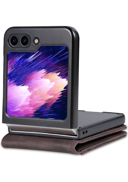 Samsung Galaxy Z Flip5 5g Pu Deri Telefon Kılıf Kickstand Card Yuvaları Kapak Koğuş (Yurt Dışından)