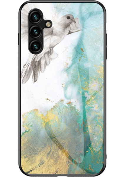 Samsung Galaxy A54 Için 5g Mermer Desen Baskı Temperli Cam+Pc+Tpu Hibrit Kapak Çizelge Karşıtı Telefon Kılıf Durum Uçuyor Güvercin Mermeri (Yurt Dışından)