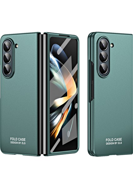 Samsung Galaxy Z Fold5 5g Telefon Kılıfı Temperli Cam Film Yeşili ile Sabit Pc Kırdırmaya Dayanıklı Kapak (Yurt Dışından)