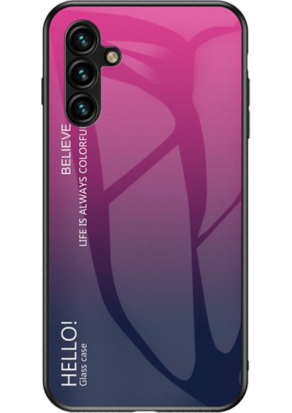 Samsung Galaxy A24 Için 4g Gradyan Renk Geri Slim Kılıf Pc+Tpu+Temperli Cam Telefon Kapak Sınıfı Gül (Yurt Dışından)