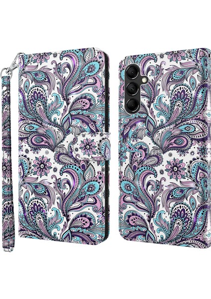 Samsung Galaxy A24 Için 4g Pu Deri Cüzdan Telefon Kılıfı 3D Desen Baskı Manyetik Folio Flip Stand Kapak Moral Impatiens (Yurt Dışından)