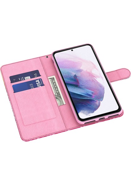 Samsung Galaxy A24 Için 4g Pu Deri Cüzdan Telefon Kılıfı 3D Desen Baskı Manyetik Folio Flip Stand Kapak Moral Impatiens (Yurt Dışından)