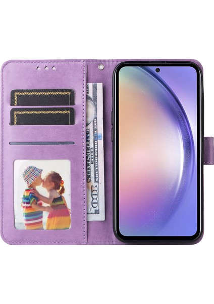 Samsung Galaxy M54 5G/F54 Için 5g Pu Deri Deri Flip Telefon Kılıfı Ayçiçeği Baskılı Stand Cüzdan Kapak Morası (Yurt Dışından) fiyatları