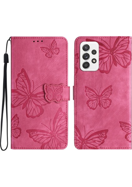 Samsung Galaxy A73 Için 5g Kelebek Baskılı Cüzdan Telefon Kılıfı Cilt Touch Deri Flip Cover-Lose (Yurt Dışından)