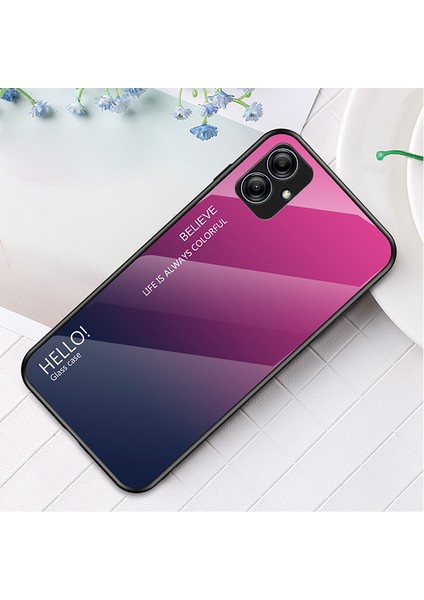 Samsung Galaxy A04E Için 4G/F04 4G/M04 4g Gradyan Renk Temsilli Cam Sırt Pc Sert Pc Yumuşak Tpu Sıralamaya Dayanıklı Hibrid Telefon Vaka Sınıfı Gül (Yurt Dışından)