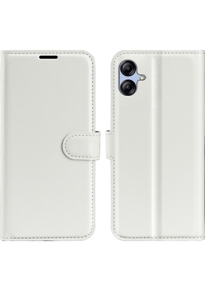 Samsung Galaxy A04E 4G/F04 4G/M04 4g, Litchi Doku Pu Deri Anti-Sracratch Telefon Flip Case-White (Yurt Dışından)