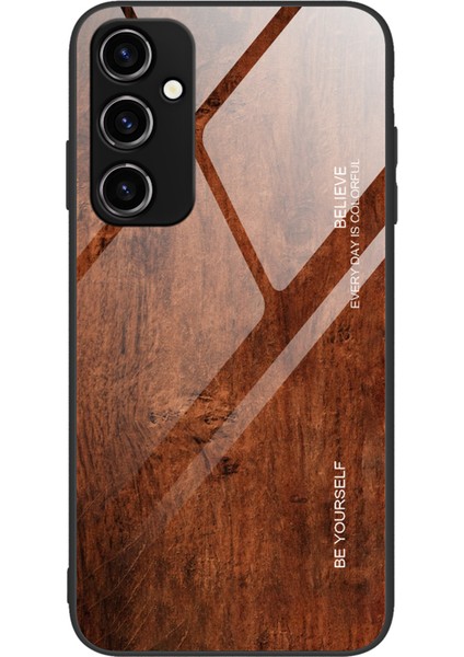 A14 5g Ahşap Desen Temizli Cam+Tpu Koruyucu Kapak Çizelge Karşıtı Telefon Case-Coffee (Yurt Dışından)