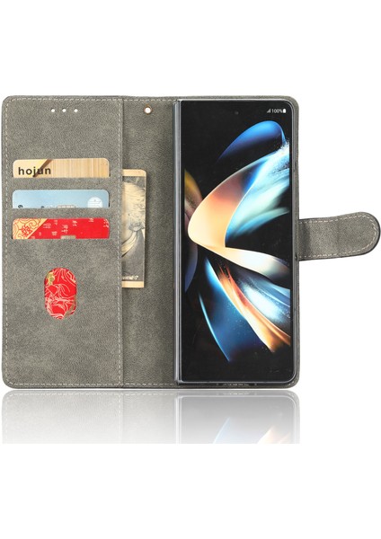 Samsung Galaxy Z Fold4 Için 5g Telefon Cüzdan Kılıfı Rfıd Engelleme Deri Telefon Stand Kapağı Strap-Mavi ile (Yurt Dışından)