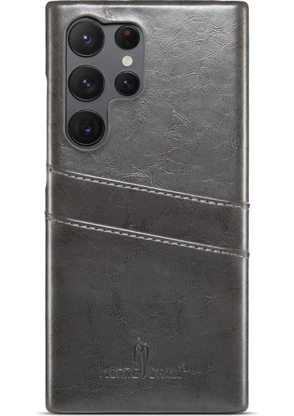 Samsung Galaxy S23 Için Ultra Cep Telefon Kılıfı Yağ Balmumu Kart Tutucu Deri Kaplamalı Pc Kapak-Grey (Yurt Dışından) fiyatları