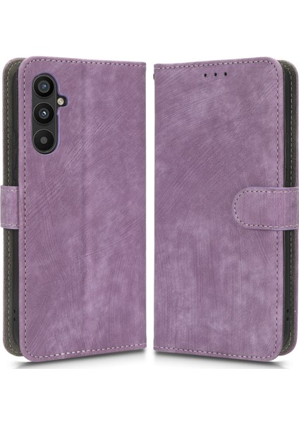 Samsung Galaxy A34 5g Deri Telefon Kılıfı Stand Rfıd Engelleme Cüzdan Kapak-Morası (Yurt Dışından)
