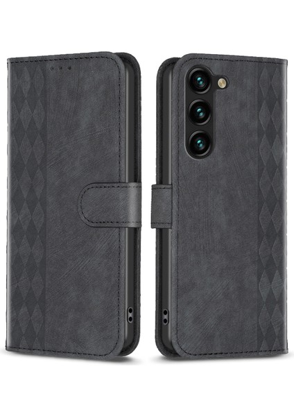 S23 Için Folio Flip Telefon Kapağı+ Baskı Deseni Stand Cüzdan Koruyucu Case Black (Yurt Dışından)